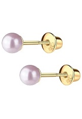 superb gold plated pink pearl baby earrings